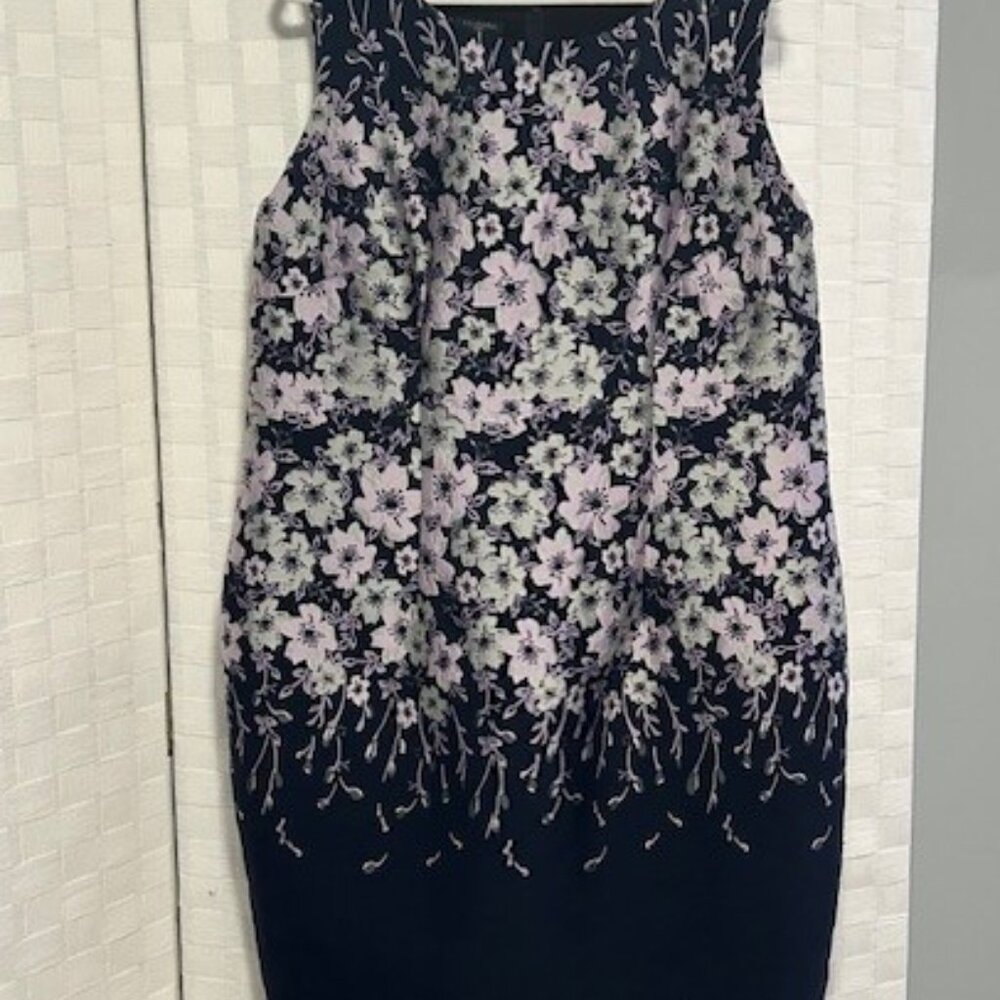 Navy Embroidered Occasion Sheath Dress